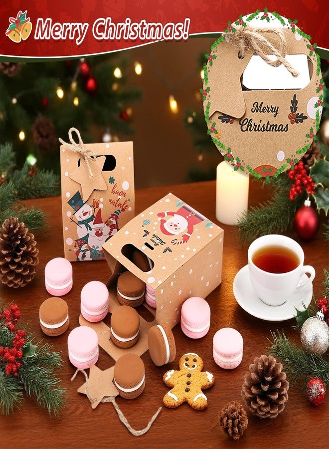 Naler 24 PCS Christmas Small Gift Boxes with Ornaments Tags- 4.7x3.7x2.4in, Christmas Treat Boxes for Donuts Cupcake Candy, Kraft Paper Gift Wrap Bags Party Favors - Image 5